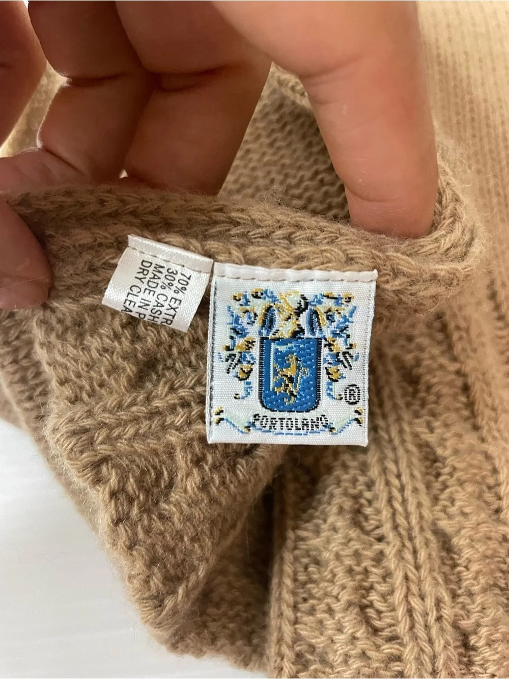 Portolano Wool Cashmere Scarf 65” Long Tan